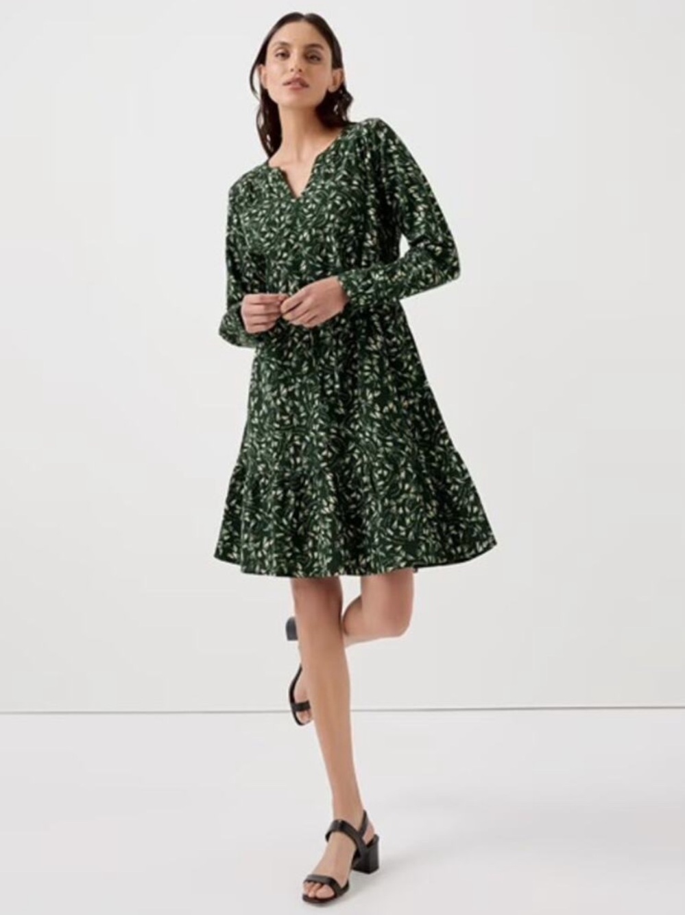 Pact Cafe Crepe Tiered Organic Cotton Dress Size S